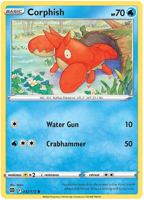 Corphish 032/172 Common Pokemon Card (SWSH Brilliant Stars)