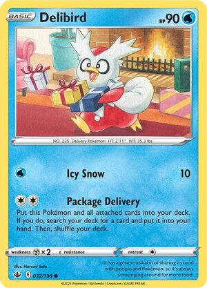 Delibird 032/198 Common Pokemon Card (SWSH Chilling Reign)