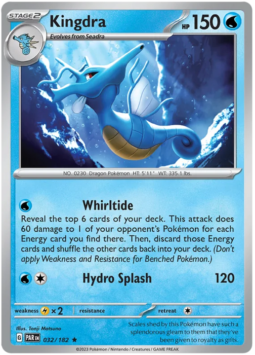 Kingdra 032/182 Rare Pokemon Card (SV04 Paradox Rift)