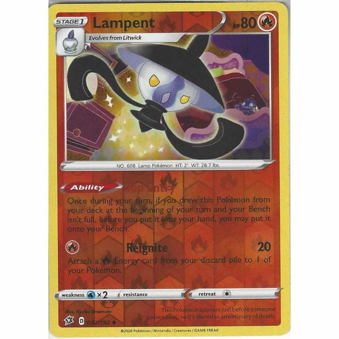 Lampent 032/192 Uncommon Reverse Holo Pokemon Card (SWSH Rebel Clash)