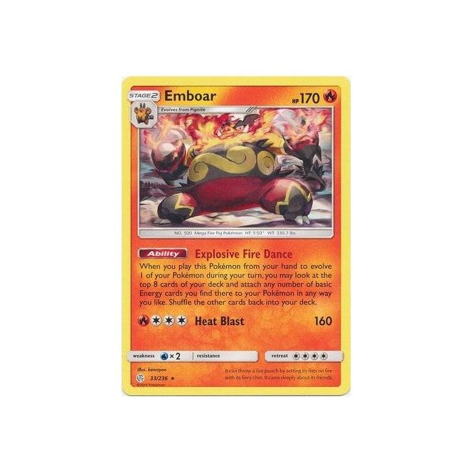 Emboar 33/236 Rare Pokemon Card (Cosmic Eclipse)