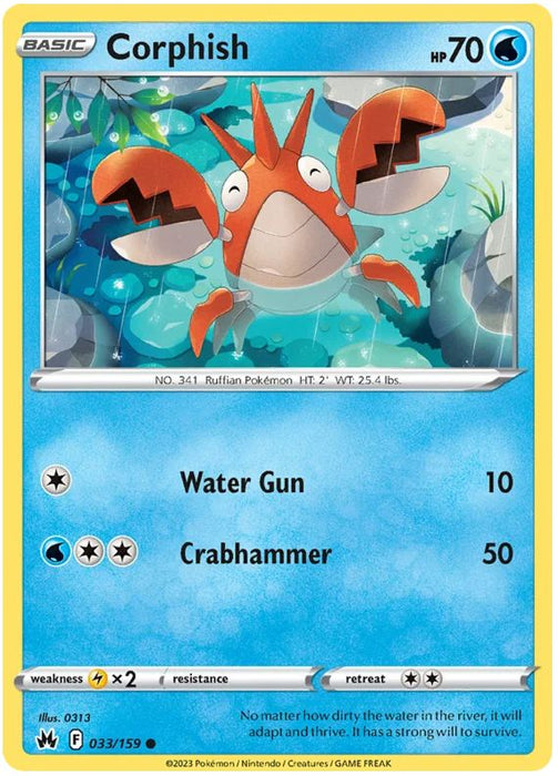 Corphish 033/159 Common Pokemon Card (SWSH Crown Zenith)