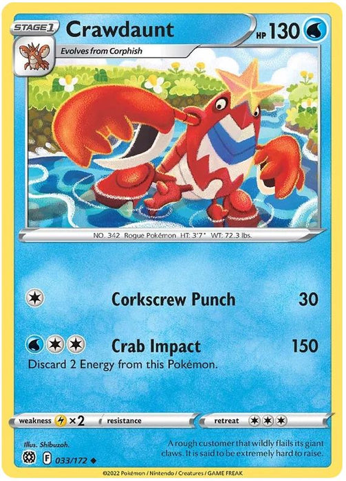 Crawdaunt 033/172 Uncommon Pokemon Card (SWSH Brilliant Stars)