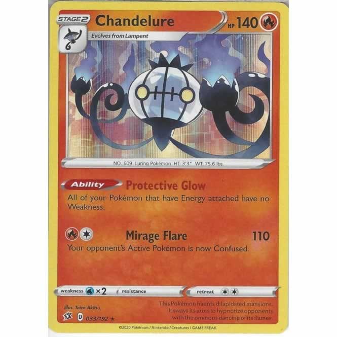 Chandelure 033/192 Rare Holo Pokemon Card (SWSH Rebel Clash)