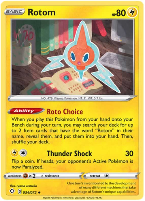 Rotom 034/072 Uncommon Reverse Holo Pokemon Card (Shining Fates)