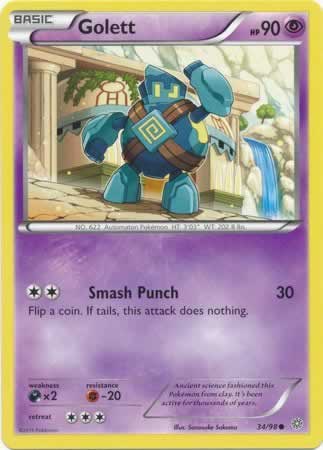 Golett 34/98 Common Reverse Holo Pokemon Card (XY Ancient Origins)