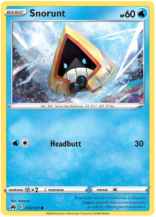 Snorunt 034/159 Common Pokemon Card (SWSH Crown Zenith)