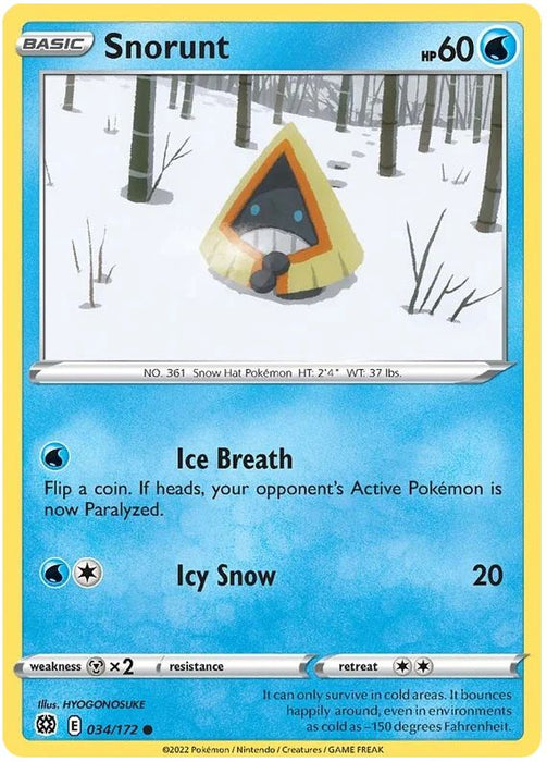 Snorunt 034/172 Common Pokemon Card (SWSH Brilliant Stars)