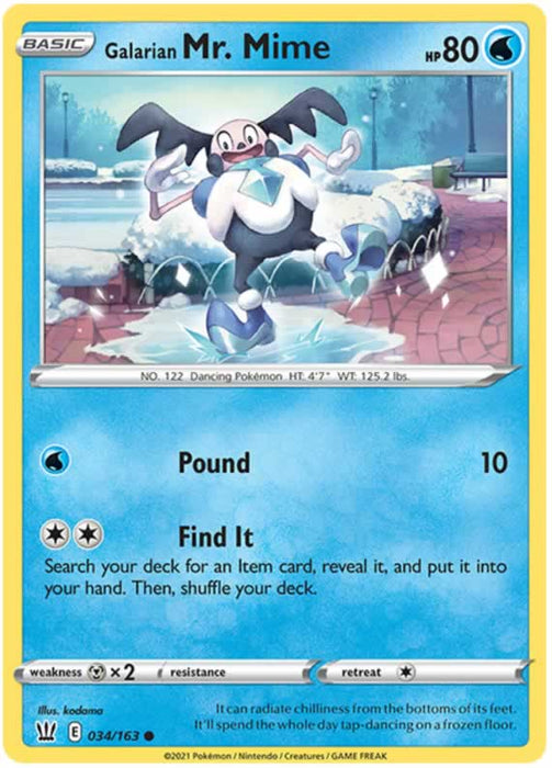 Galarian Mr. Mime 034/163 Common Pokemon Card (Battle Styles)