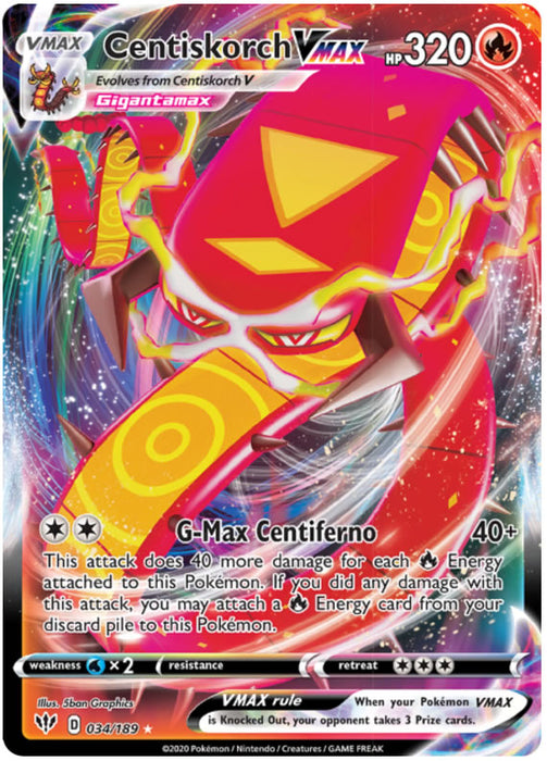 Centiskorch VMAX 034/189 Ultra Rare Pokemon Card (Darkness Ablaze)