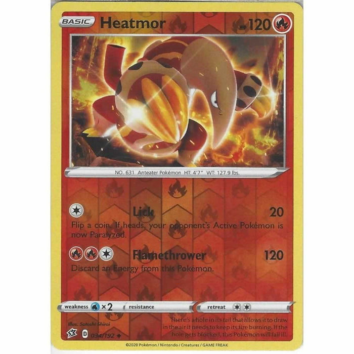 Heatmor 034/192 Uncommon Reverse Holo Pokemon Card (SWSH Rebel Clash)