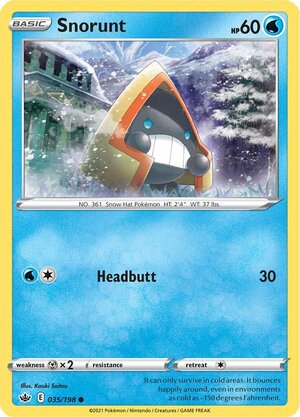 Snorunt 035/198 Common Reverse Holo Pokemon Card (SWSH Chilling Reign)