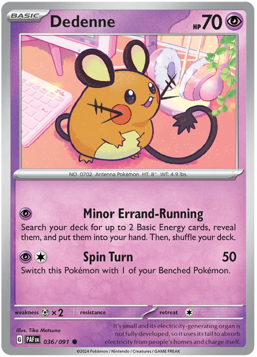 Dedenne 036/091 Common Reverse Holo Pokemon Card (SV 4.5 Paldean Fates)