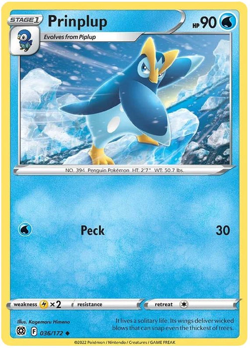 Prinplup 036/172 Uncommon Pokemon Card (SWSH Brilliant Stars)