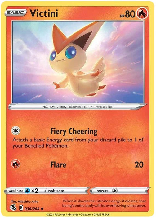 Victini 036/264 Uncommon Reverse Holo Pokemon Card (SWSH Fusion Strike)