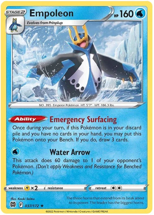 Empoleon 037/172 Rare Holo Pokemon Card (SWSH Brilliant Stars)