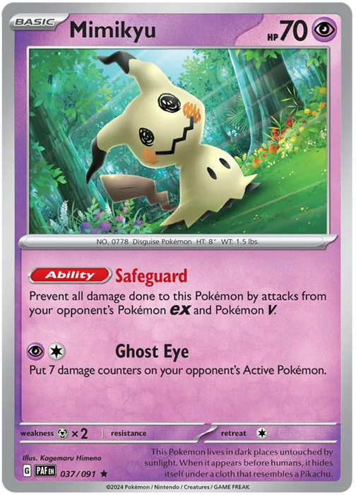 Mimikyu 037/091 Rare Pokemon Card (SV 4.5 Paldean Fates)