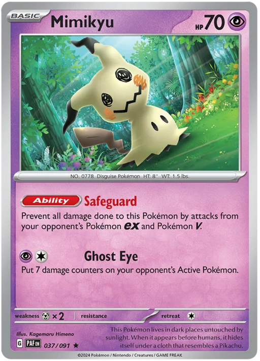 Mimikyu 037/091 Rare Reverse Holo Pokemon Card (SV 4.5 Paldean Fates)