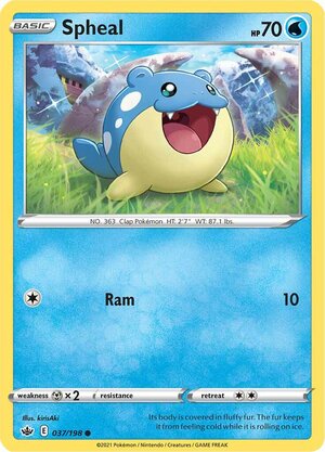 Spheal 037/198 Common Pokemon Card (SWSH Chilling Reign)