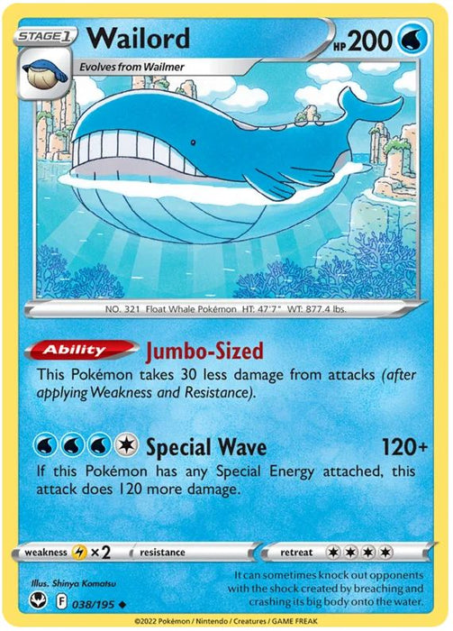 Wailord 038/195 Uncommon Pokemon Card (SWSH Silver Tempest)