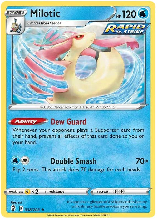 Milotic 038/203 Rare Pokemon Card (SWSH Evolving Skies)