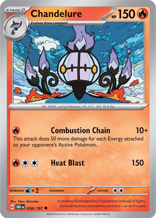 Chandelure 038/197 Uncommon Reverse Holo Pokemon Card (SV Obsidian Flames)