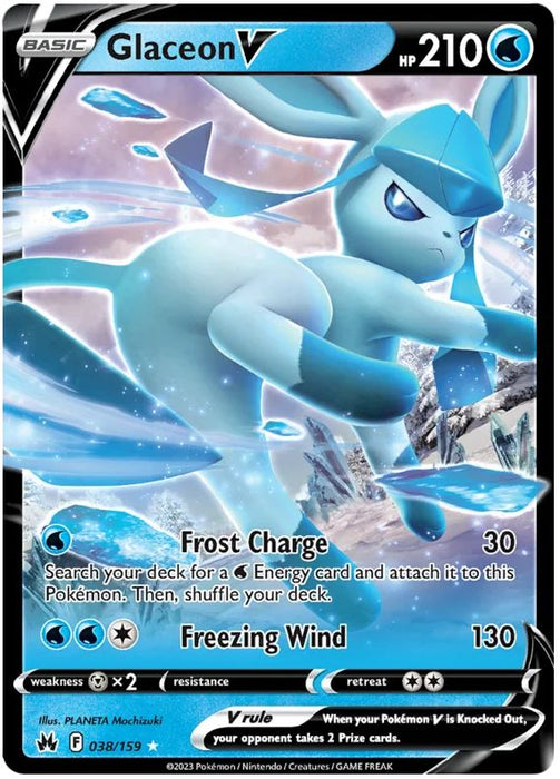 Glaceon V 038/159 Ultra-Rare Rare Pokemon Card (SWSH Crown Zenith)