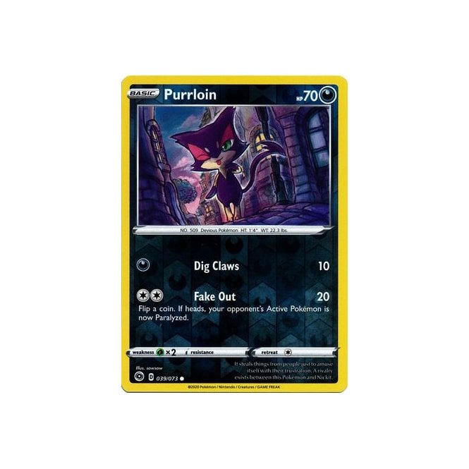 Purrloin 039/073 Common Reverse Holo Pokemon Card (Champions Path)