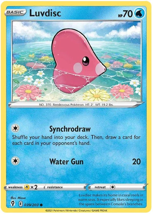 Luvdisc 039/203 Common Reverse Holo Pokemon Card (SWSH Evolving Skies)