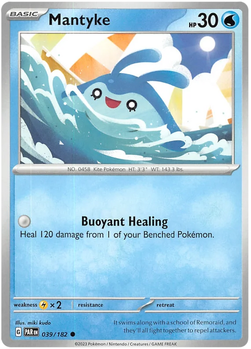 Mantyke 039/182 Common Reverse Holo Pokemon Card (SV04 Paradox Rift)