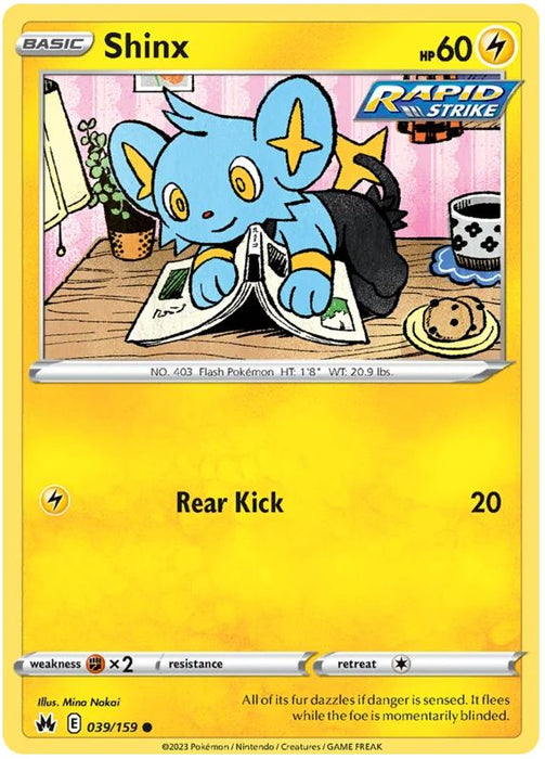 Shinx 039/159 Common Reverse Holo Pokemon Card (SWSH Crown Zenith)