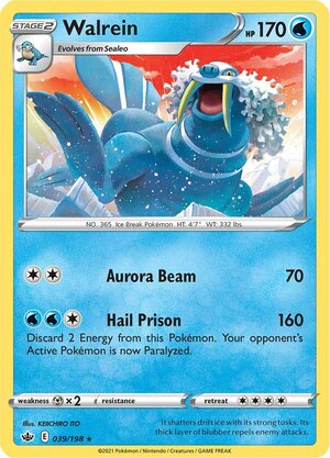 Walrein 039/198 Rare Pokemon Card (SWSH Chilling Reign)