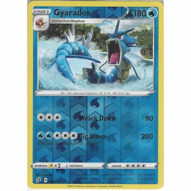 Gyarados 040/192 Rare Reverse Holo Pokemon Card (SWSH Rebel Clash)