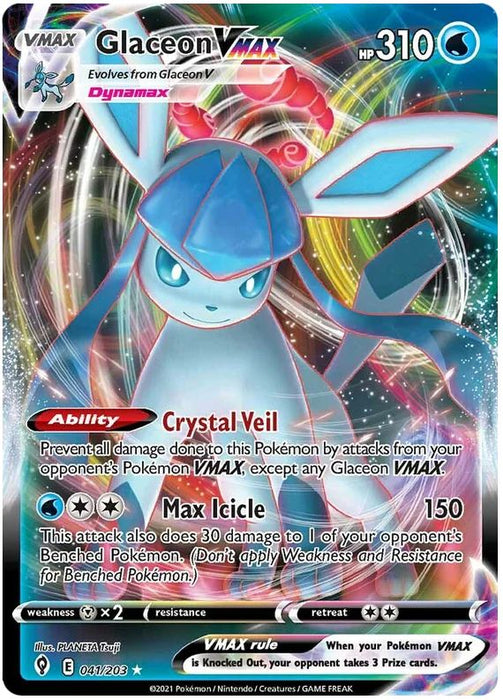 Glaceon VMAX 041/203 Ultra Rare  Pokemon Card (SWSH Evolving Skies)