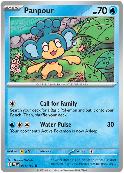 Panpour 041/182 Common Reverse Holo Pokemon Card (SV04 Paradox Rift)