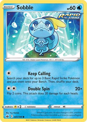 Sobble 041/198 Common Pokemon Card (SWSH Chilling Reign)