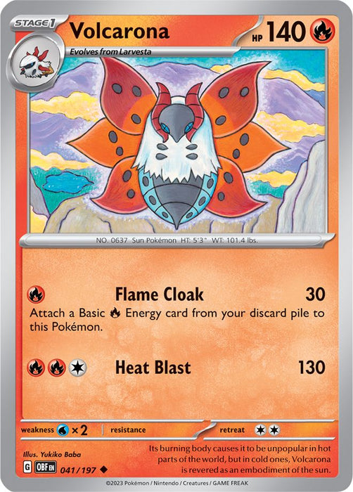 Volcarona 041/197 Uncommon Reverse Holo Pokemon Card (SV Obsidian Flames)