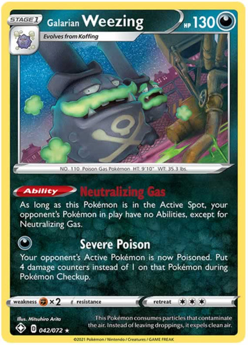 Galarian Weezing 042/072 Rare Reverse Holo Pokemon Card (Shining Fates)