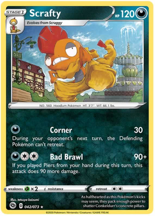 Scrafty 042/073 Rare Holo Pokemon Card (Champions Path)