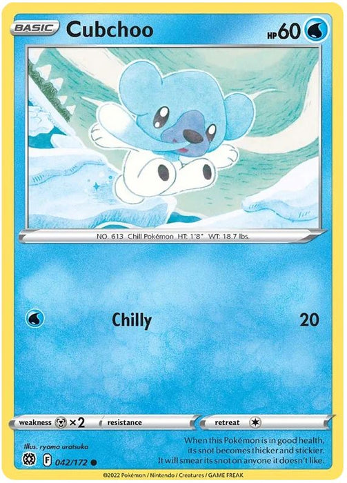 Cubchoo 042/172 Common Pokemon Card (SWSH Brilliant Stars)