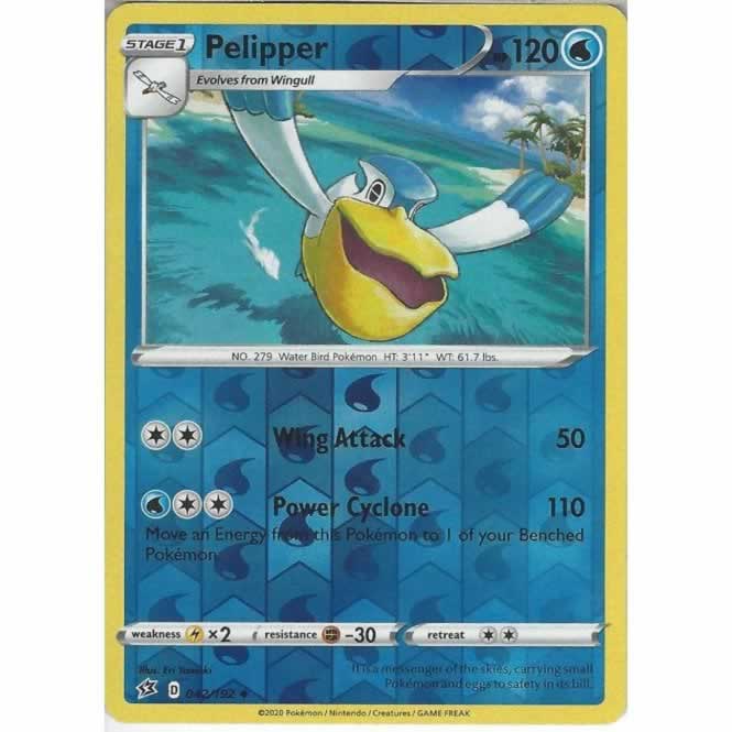 Pelipper 042/192 Uncommon Reverse Holo Pokemon Card (SWSH Rebel Clash)