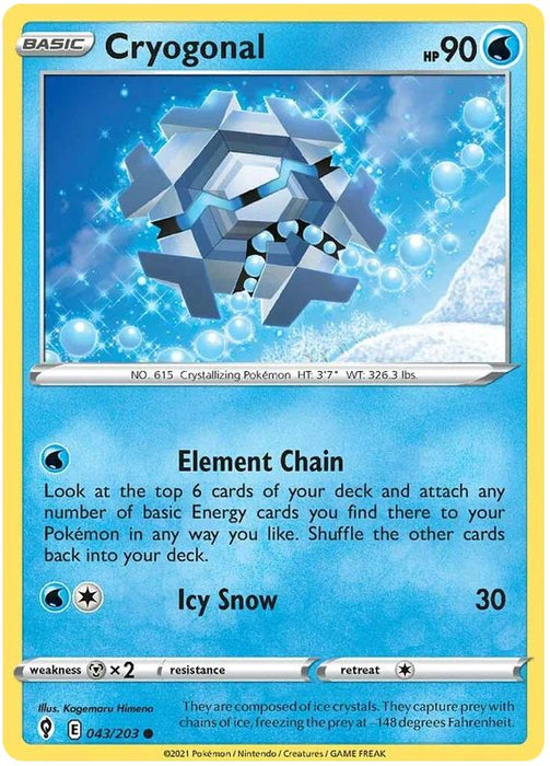 Cryogonal 043/203 Common Reverse Holo Pokemon Card (SWSH Evolving Skies)