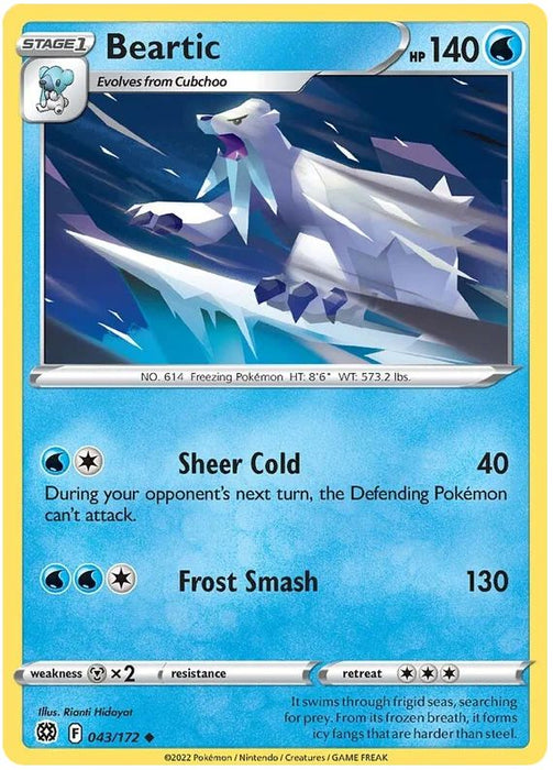 Beartic 043/172 Uncommon Pokemon Card (SWSH Brilliant Stars)