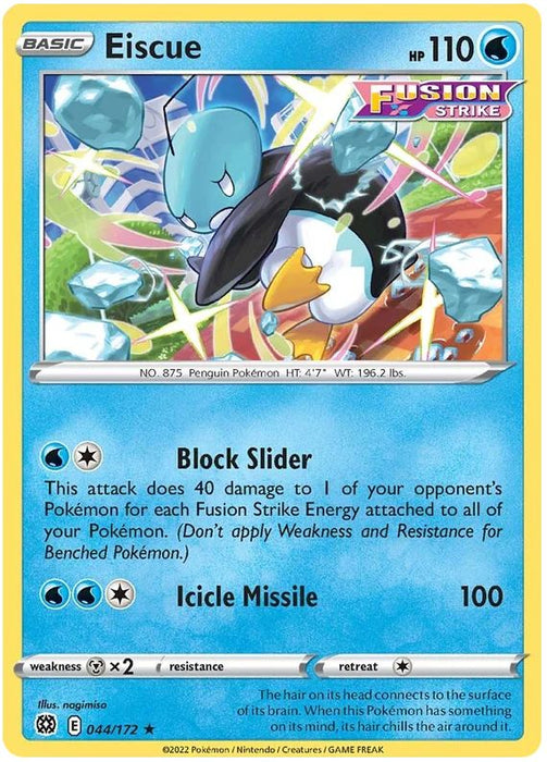 Eiscue 044/172 Rare Reverse Holo Pokemon Card (SWSH Brilliant Stars)