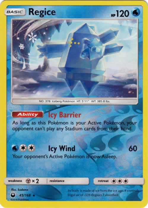 Regice 45/168 Rare Reverse Holo Pokemon Card (Celestial Storm)