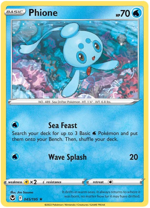 Phione 045/195 Rare Pokemon Card (SWSH Silver Tempest)