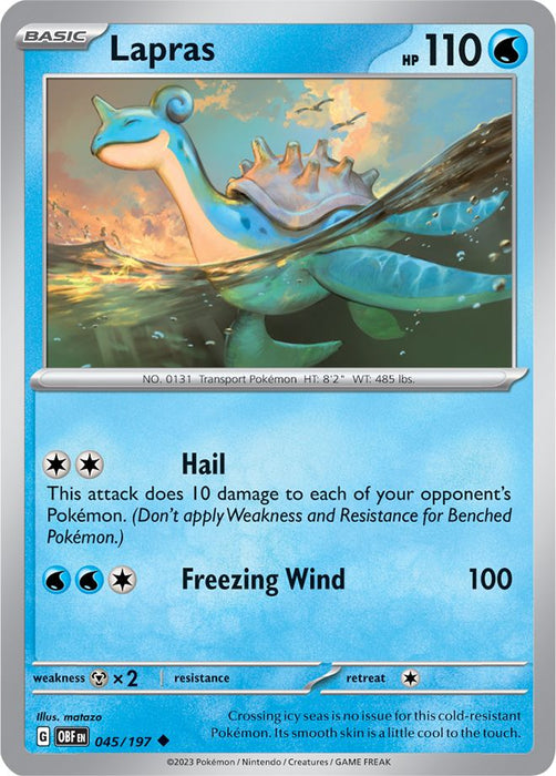 Lapras 045/197 Uncommon Reverse Holo Pokemon Card (SV Obsidian Flames)