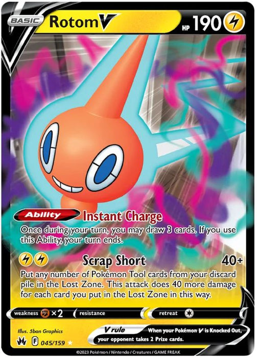 Rotom V 045/159 Ultra-Rare Rare Pokemon Card (SWSH Crown Zenith)