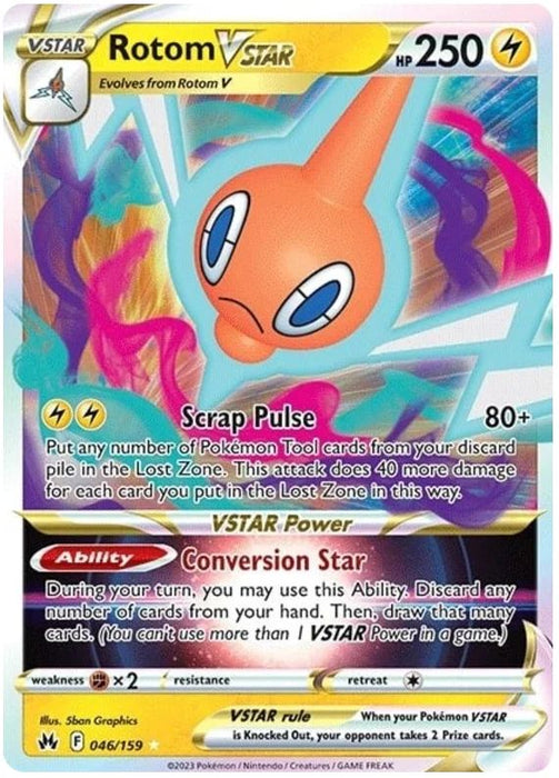 Rotom VSTAR 046/159 Rare VSTAR Pokemon Card (SWSH Crown Zenith)