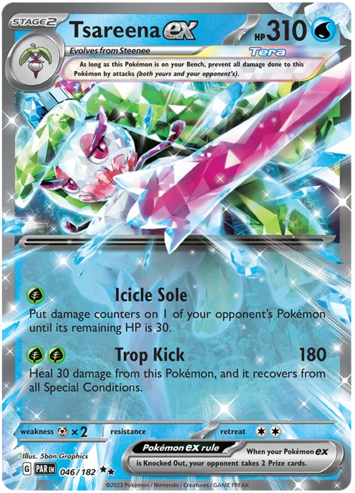 Tsareena ex 046/182 Double Rare Pokemon Card (SV04 Paradox Rift)